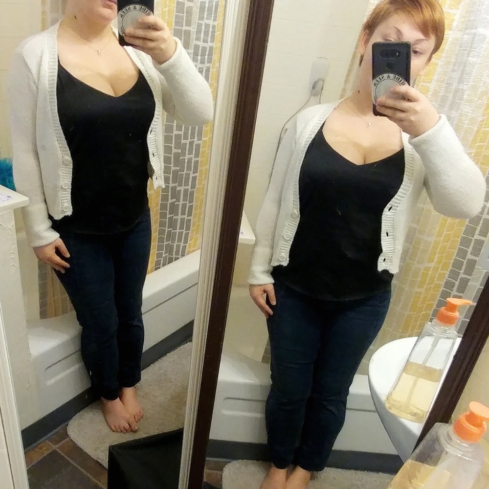 aeropostle white sequin cropped cardigan, NWT